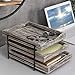 MyGift 3-Tier Rustic Torched Wood Desk Organizer Document Tray with Black Metal Frame and Sliding Trays