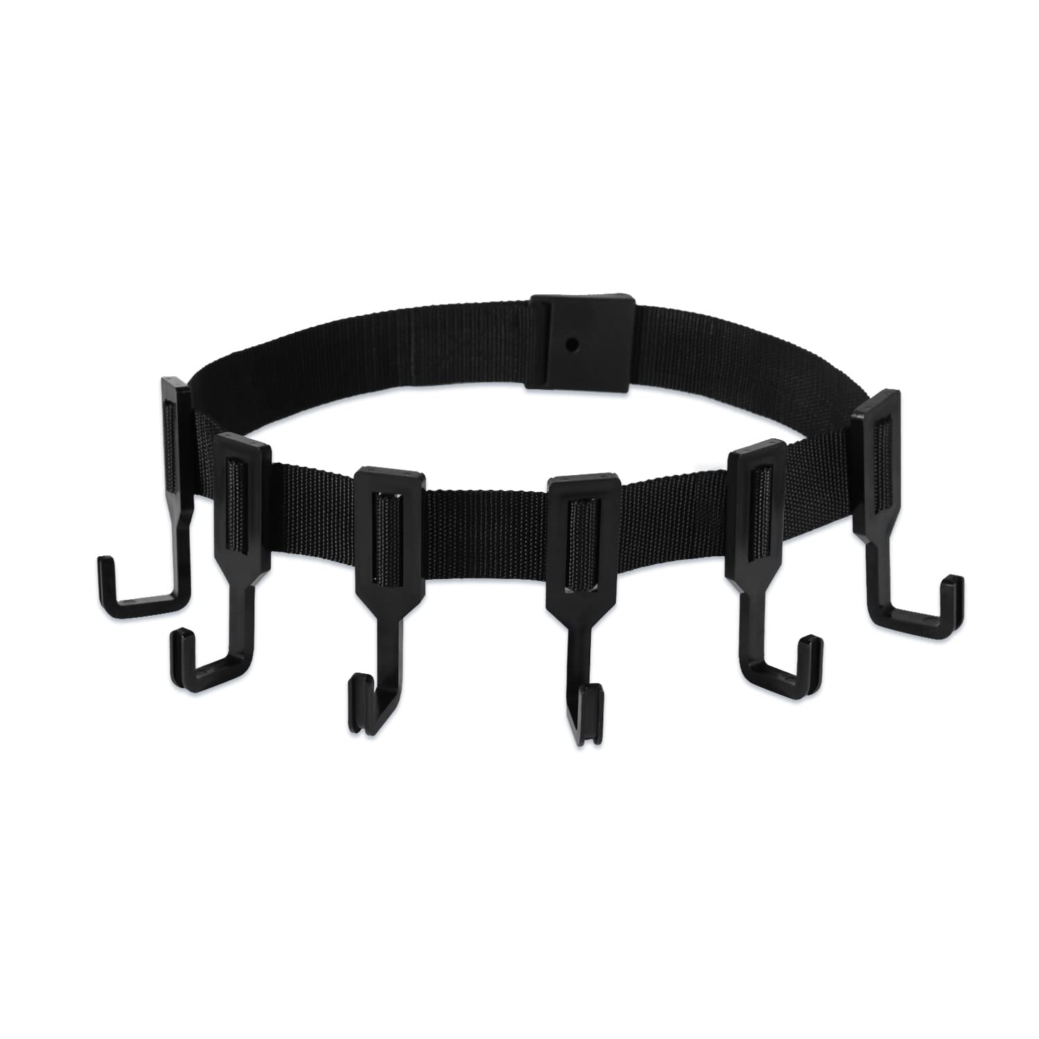TOYMIS Treestand Strap Hangers, Black Treestand Strap Multi-Hook Hangers Hunting Gear Tree Holder Tree Hangers for Hunting Equipment Hanging (1 Strap with 6 Hooks)