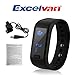 Excelvan All-in-One OLED Smart Healthy Bracelet IP67 Waterproof Bluetooth Pedometer Tracking Calorie Sleep Monitor Call Reminder Remote Capture Wristband for Android IOS Cellphones (Black)