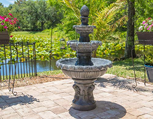image for Kenroy Home 51010ZC Ibiza Outdoor Tiered Fountain with Lights, Zinc Fi