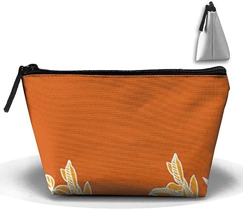 The Golden Leaves Thrive In The Orange Background Travel Makeup Handbag Portable Pouch Bag Toiletry Bag With Zipper And Hanging Hook