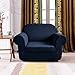 SUBRTEX Stretch Armchair Sofa Slipcover 2 Piece Sofa Cover 1 Seater Soft Couch Slipcover Washable Furniture Covers, Jacquard Fabric Small Checks(Navy,Armchair)