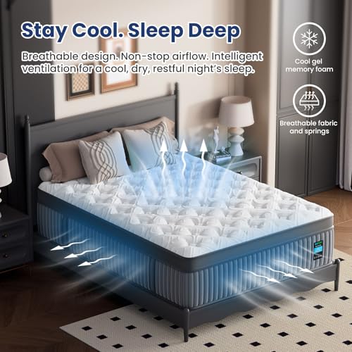 BedStory 14 Inch Queen Mattress - Medium Firm Hybrid Queen Size Bed Mattress in a Box, Matelas Queen for Extra Support & Pressure Relief, CertiPUR-US Certified, 365-Night Trial
