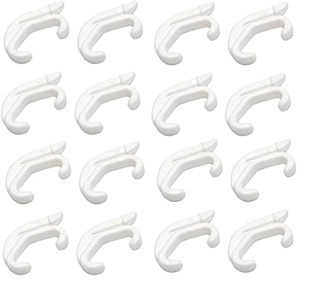 Merriway BH03644 (30 Pcs) White Plastic Curtain Track Rail Gliders Hooks to Fit Swish Valance Track - Pack of 30 Pieces
