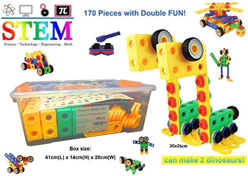 Creative Builder Set - 170 Pieces STEM Building Blocks Toys for Boys and Girls from koolsupply. For 3, 4 and 5+ Year Old Boys &amp; Girls. Fun and STEM Learning Support