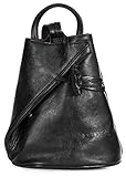 LiaTalia Vera Pelle Made In Italy Brady byLiaTalia Womens Mens Adult Convertible Strap Italian Leather Backpack Rucksack Duffle Shoulder Bag Handbag (Large/Medium - Black Plain)