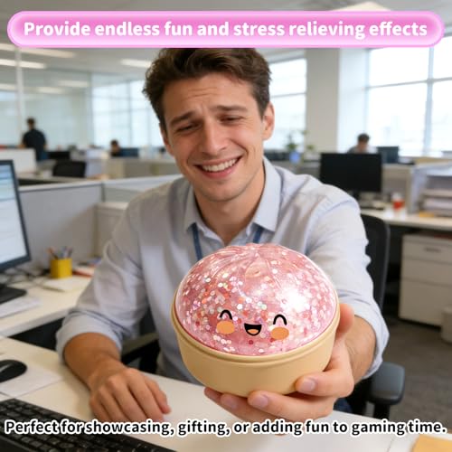 2026 New Glitter Dumpling Soft Box, Stress Relief, Soft Squeeze Decompression Dough, Glitter Dumpling Soft for Stress Relief (Transparent Pink)
