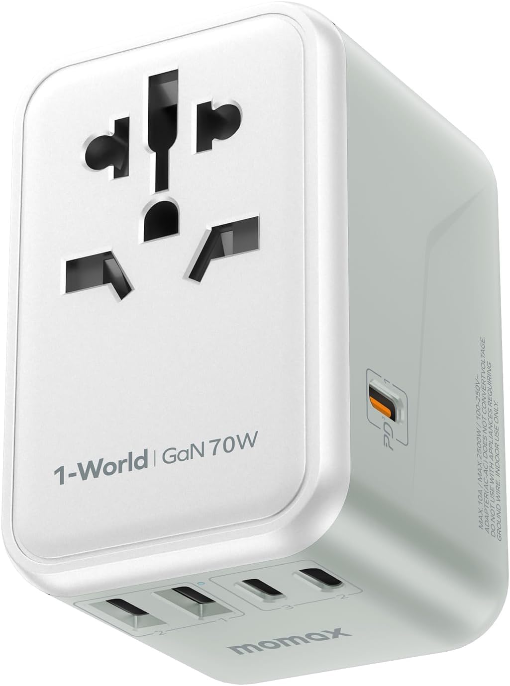 Photo 1 of MOMAX Universal Travel Adapter, 70W GaN International Power Adapter, 3 USB-C & 2 USB-A, Worldwide Travel Plug Adapter, International Power Adapter for Most Europe, USA Japan, Australia (Type C/A/G/I)
