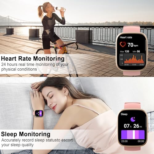 Women's Smart Watch, 1.95 inch HD Smartwatch with Bluetooth Calls, New Smart Watch with Heart Rate Monitor/Sleep Monitor/Pedometer, 110+ Sports Modes, IP68 Activity Bracelet for Android iOS