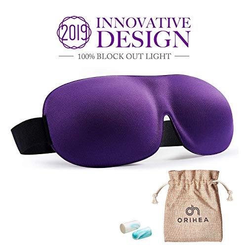 Eye Mask for Sleeping, Woman Sleep Mask, Patented Design 100% Blackout Eye Mask, 3D Contoured Comfortable Eye Cover & Blindfold, Great for Travel/Nap/Night's Sleeping (Medium-Purple)