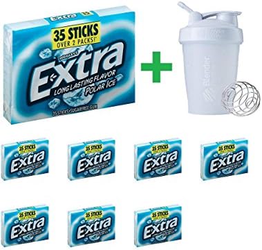 Extra Gum Polar Ice Mega Pack, 35 ct (8 Pcs) + Assorted Sundesa, BlenderBottle, Classic With Loop, 20 oz