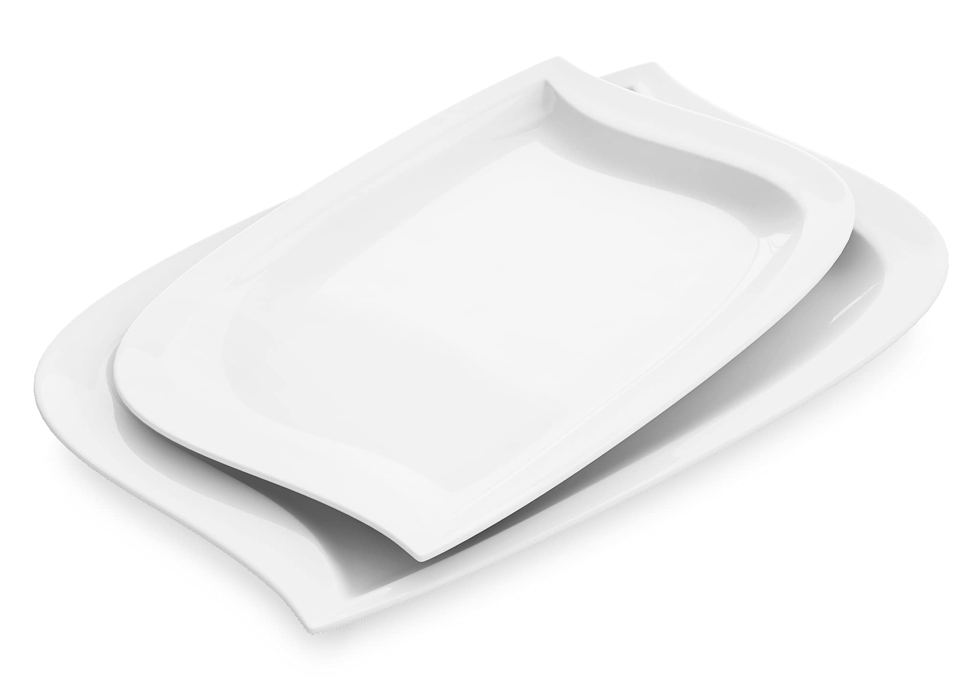 MALACASA Serving Platter 2 Piece 11"and 13" Porcelain Dinnr Plates Dessert Plates Serving Trays for Party, Serving Dishes for Sushi Dessert Appetizer, Series Elvira, Ivory White