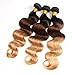 Ombre Brazilian Hair Body Wave 3 Tone Ombre Bundles Human Hair, 3 Ombre Hair Bundles With Closure Ombre Body Wave Ombre Bundles (T1B/4/27,20 22 24+18)