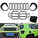 Yoursme Door Fuel Filler Cap, Front Mesh Grilles, Headlight and Taillight Covers for Jeep Renegade 2015 2016 2017 2018 - Black Exterior Trim Kit Set 14PCS