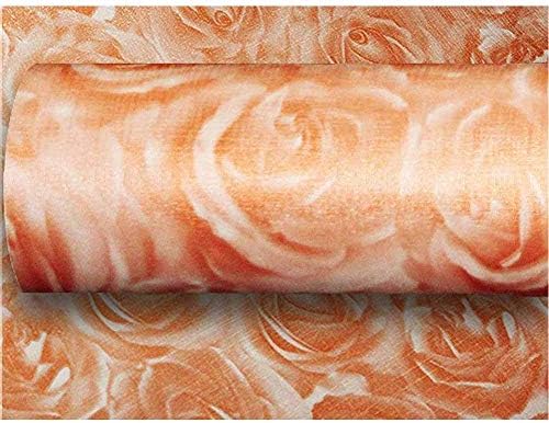 Self Adhesive Wallpaper, Peel and Stick Thick 3D Texture Home Decor Contact Wallpaper for Home Living Room, Bedroom, TV Background(Luxury Orange Rose 23.62"X 196.85" inch)