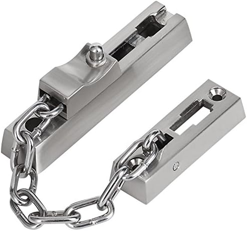 GLANICS Security Mounted Door Lock, 304 Stainless Steel Thickened Hardware Door Guard, Chain Lock with 4 Screws for Home Security, Brushed Finish