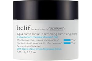 belif Aqua Bomb Cleansing Balm Makeup Remover, Hydrate & Deep Cleanse in 1 Step, Melt Away Makeup & SPF, Balm to Oil Cleanser Formula, No Oily Residue, Korean Skin Care (3.3 fl.oz., New Formula)