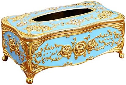 Meltset Tissue Box Holder Rectangular for Car Kitchen Table Bedroom Bar Napkin Box Cover Gold Blue