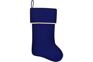 Subyan 20 Inches Initial Monogram Blue Christmas Stocking, Personalized Large Soft Velvet Christmas Stocking with Gold Trim Decoration for Family Christmas Holiday Party Decor