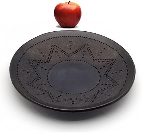 Black Clay Countertop Bowl (12 inch Diameter) Handmade in La-Chamba Colombia, Natural, Toxin and Contaminant Free, for Coffee Table - Ancient Style Cookware