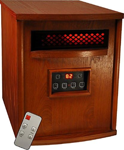 TW1500 Electric Portable 1500 Watt Infrared Heater with Remote Control - Cherry