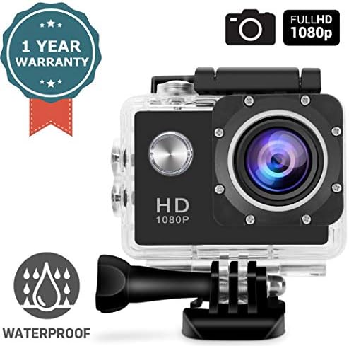 RAMBOT 1080P Action Full HD Waterproof Underwater Camera HD Clear Photography Sports Cam 170 Degree Ultra Wide-Angle Rechargeable Mounting Accessories for Good Photos and Pictures