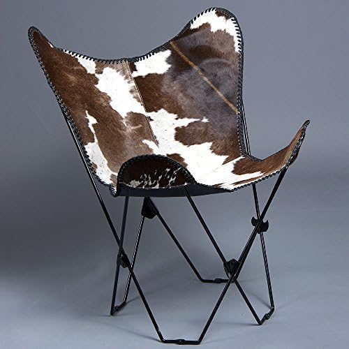 COMFYTACK Genuine Leather Butterfly Chair Folding Lounge Modern Sling Accent Seat