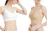 Comfyin Padded Bralette Women Sleep Yoga Sports Bra 3 Pack Black Beige White M view 4