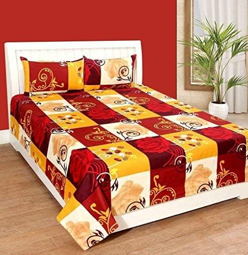 STOP N SHOPP Fashion Hub Grace Cotton King Size Double Bedsheet and 2 Pillow Covers