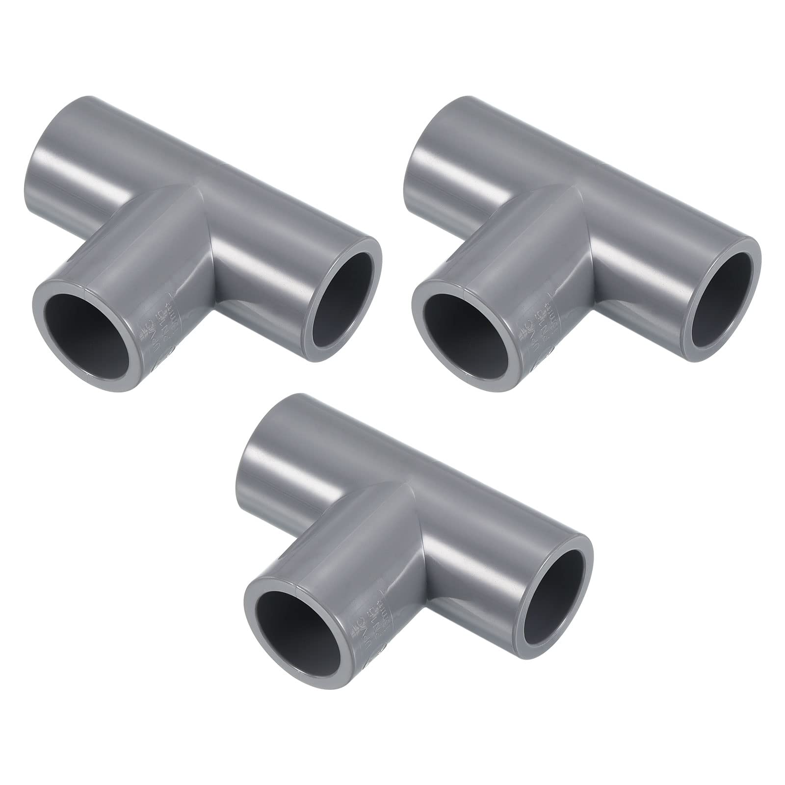 PATIKIL 5/8" 3 Way Tee Pipe Fittings UPVC, 3 Pack Joint Coupling Pipe Adapter for Pipe Connection, Gray