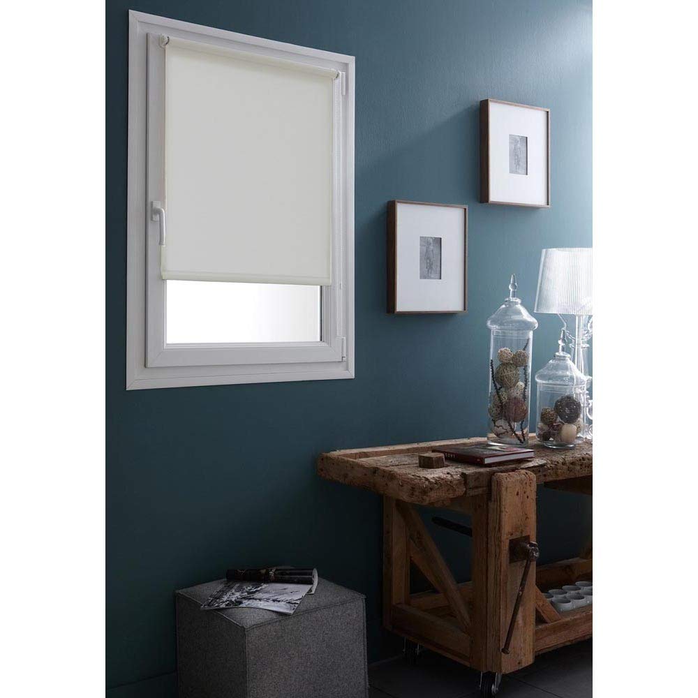 MADECOSTORE Easy Plain Fabric Blackout Roller Blind Linen W65 x H90cm - With Or Without Drilling, tissue w61cm, GF7528065090