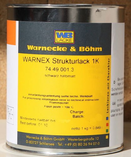 Warnex Strukturlack SCHWARZ halbmatt 6kg Grossgebinde