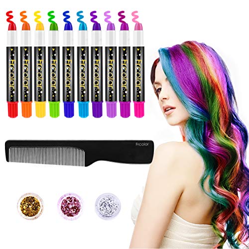 FRCOLOR Hair Chalk for Kids, 10 Colors Temporary Hair Chalk Pens
