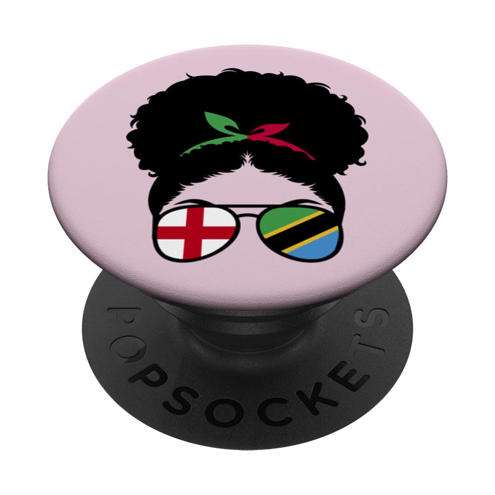 England and Tanzania Mix Afro Half English half Tanzanian PopSockets Swappable PopGrip
