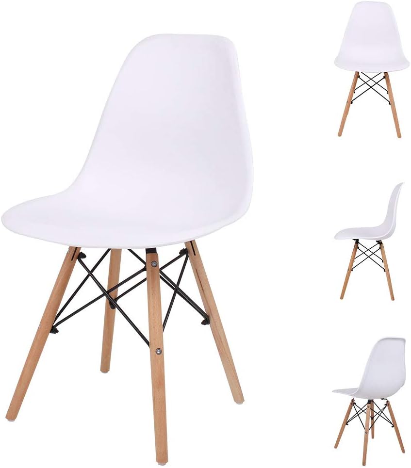 Joolihome Eiffel Dining Chair Plastic Wood Retro White Modern