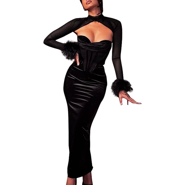 Amazon.com: Long Sleeve Black Velvet Bodycon Split Long Dress Women's  Backless Ruched Back Slit Velour Long Dress : Clothing, Shoes & Jewelry