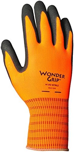 Wonder Grip WG510HVXXL Extra Tough Seamless Knit Nitrile Palm Work Gloves, Textured Double-Coated Nitrile Palm, XX-Large, High-Visibility Orange