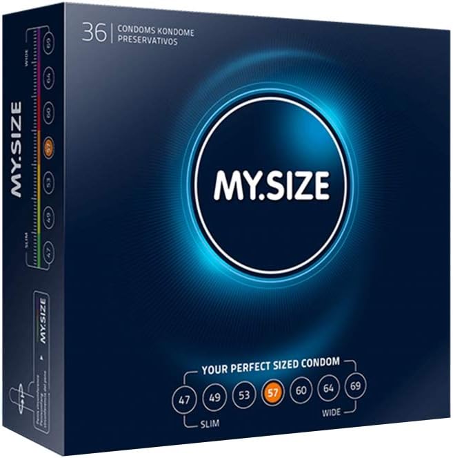 MY.SIZE Classic Condoms Size 4 I 57 mm Width I 36 Pieces Bulk Pack I Premium Condoms Extra Thin I True to Touch Gossamer I Thin 0.07 mm wall Thickness I Condom Vegan I for Men