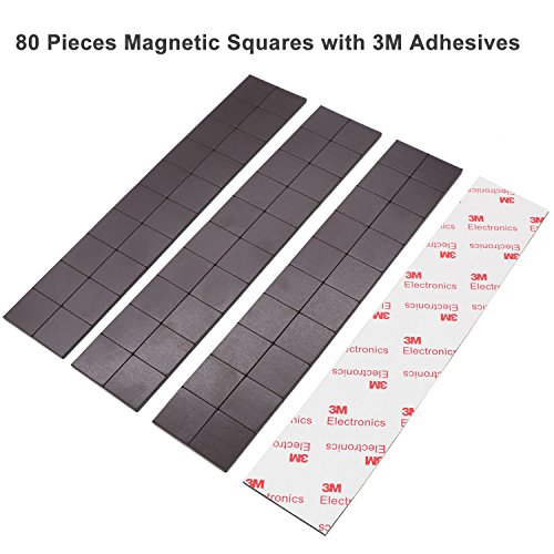 ESFUN Magnet Squares with 3M Adhesive, Magnetic Tape For Home/Office/School Organization, Fridge Magnet, DIY Project Board, Magnet Sheets with Adhesive,80 Pieces, 20x20x2mm - Thumbnail 3