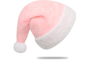 Chisander Santa Hats, Santa Hat for Adults, Unisex Plush Cuffs Fabric Xmas Hat for Christmas New Year Festive Party Supplies