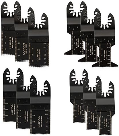 Lupan 12 pcs Wood Oscillating Multitool Saw Blade Set Fits Fein Multimaster, Porter Rockwell Cable ,Black & Decker ,Bosch Craftsman ,Ridgid Ryobi ,Makita Milwaukee ,Dewalt, Chicago and more