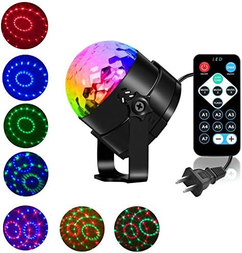 Disco Ball DJ Light Party LED Lights, Sound Activated Stage Rotating Magic Strobe Lights with Remote Control Karaoke Night Disco Dj Lights for Birthday Gift Festival Holiday Bar Party Karaoke