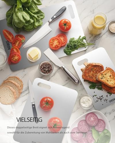 Titan Chopping Board Set of 3, 100% Pure Titanium, Food Safe, BPA-Free, Heat Resistant and Durable - Suitable for Meat, Bread, Vegetables & Fruit, Ideal for Kitchen, Camping & Everyday Use