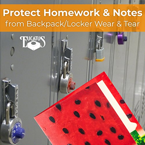 image for Eucatus Premium 2 Pocket Laminated Folders 6 Pack. Our 3 Hole, 12.5 x 