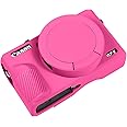 Easy Hood Case for Canon Powershot G7 X Mark III Digital Camera, Soft Silicone Protective Cover with Removable Lens Cover for Canon Powershot G7X Mark III DSLR Camera (Rose)