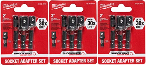 Milwaukee-48-32-5033-Power-Drill-Bit-Extensions-Shockwave-Socket-Adapter-Set-14-3-Pack