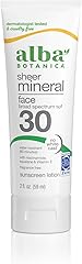 Alba Botanica Sunscreen for Face, Fragrance-Free Sheer Mineral Face Sunscreen Lotion, Broad Spectrum SPF 30, Water Resistant 