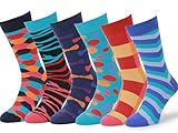 Easton Marlowe Mens 6 Pk Colorful Patterned Dress Socks, European Made