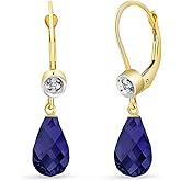 Galaxy Gold GG 14k Solid Gold Leverback Earrings with Diamonds and Sapphires