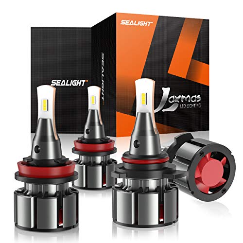 SEALIGHT Laxmas L2 H11 9005 LED Headlight Bulb Kit, High Beam Low Beam, Ultra-thin, 360-degree Illumination, 6000K Daylight Effect, 200% Brightness, Pack of 4